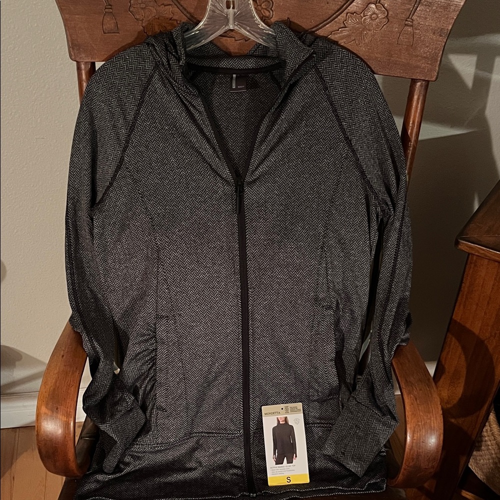 Mondetta Charcoal Gray Lightweight Zippered Hoodie Jacket, Size Small